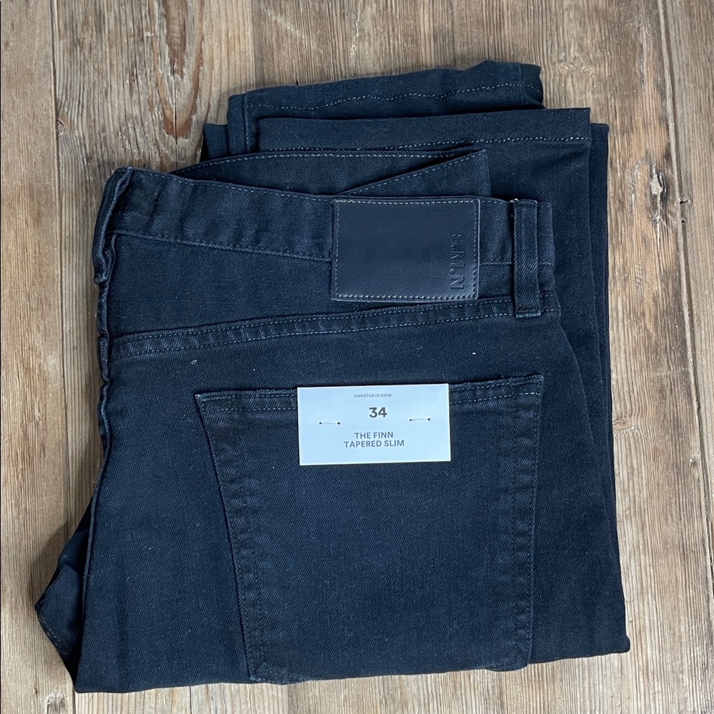 NWT SMN Denim The Finn Tapered Slim Jeans Black 34